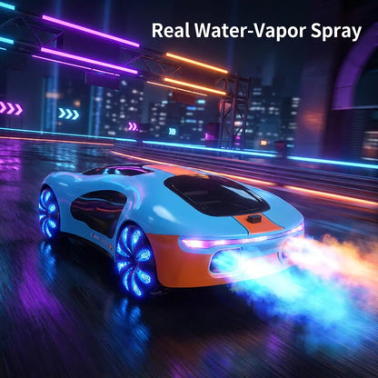 Real water-vapor exhaust spray while drifting