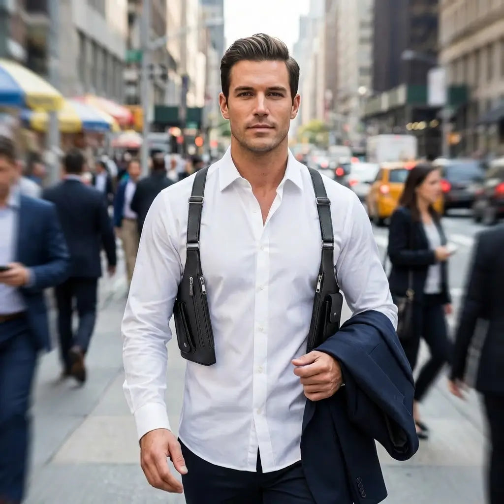 Neonvext Leather Anti-Theft Shoulder Holster Bag - concealed-anti-theft-bag-urban-commute