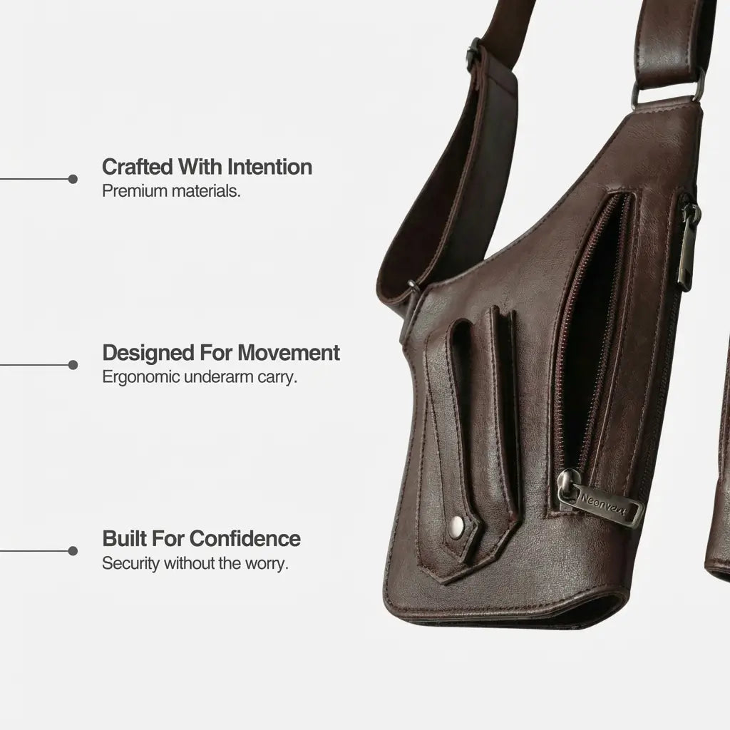 Neonvext Leather Anti-Theft Shoulder Holster Bag - shoulder-bag-core-benefits-infographic