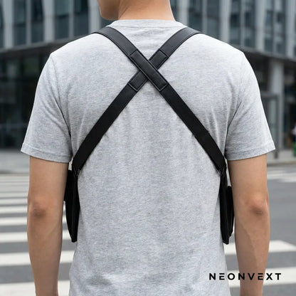 Neonvext Leather Anti-Theft Shoulder Holster Bag - leather-holster-bag-black-back-view