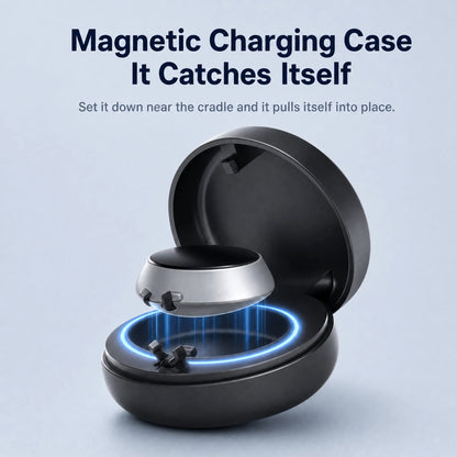 Magnetic charging case snaps the device into place