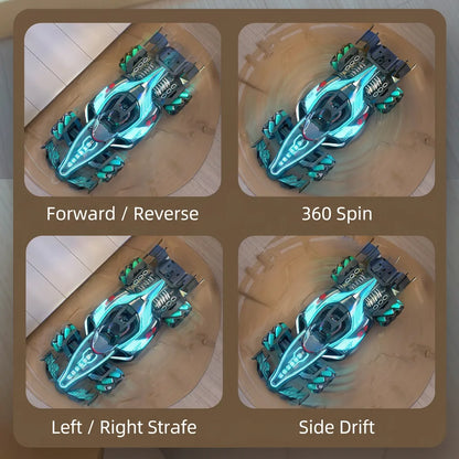 4WD drift, 360-degree spin and sideways strafe modes